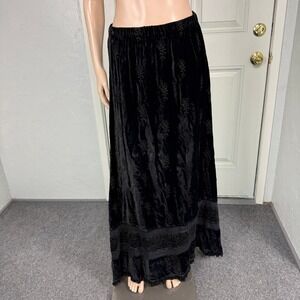 Vintage CP Shades Skirt Floral M Romantic Rayon Velvet Crochet maxi Goth SS18